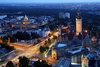 Innenstadt von Leipzig mit Rathaus und Reichsgerichtsgebäude